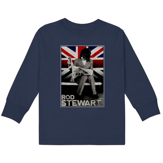 Rod Stewart Plaid Union Jack Tour 2014  Kids Long Sleeve T-Shirts, Rod Stewart Shirt Fan Gift, Rod Stewart Gift, Rod Stewart Vintage Shirt