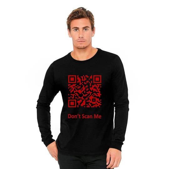 Funny Rick Roll Meme QR Code Scan Shirt for Laughs and Fun Long Sleeves