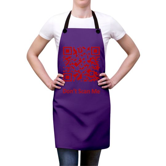 Funny Rick Roll Meme QR Code Scan Apron for Laughs and Fun Aprons