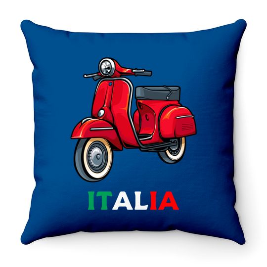 Discover Italian Biker Bike Rider Motorcycle Love Italy Scooter Throw Pillows