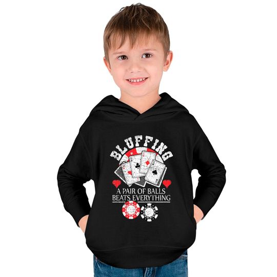 Poker Bluffing Balls Distressed Texas Hold Em Cards Kids Pullover Hoodies