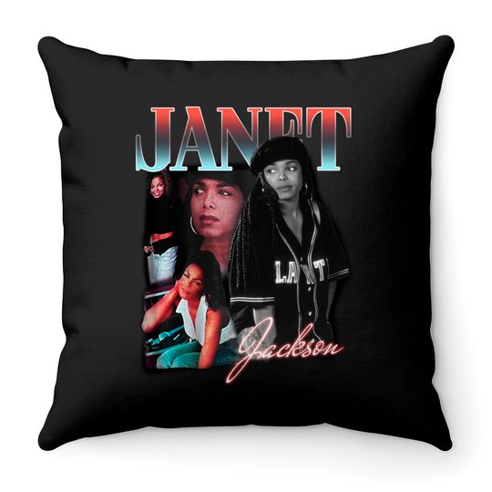Vintage Style Janet Jackson Graphic Throw Pillow