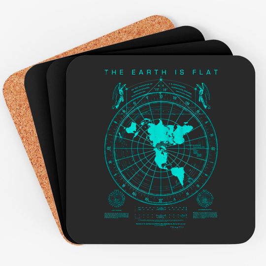 Discover Flat Earth Map Zip Coasters, Earth is Flat, Firmament, NASA Lies