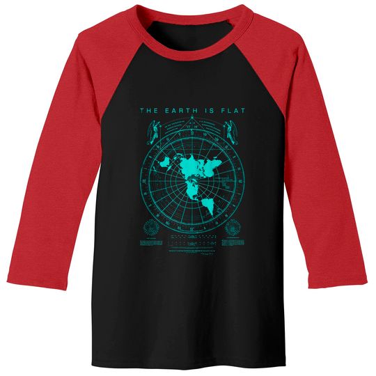 Flat Earth Map Zip Baseball Tees, Earth is Flat, Firmament, NASA Lies
