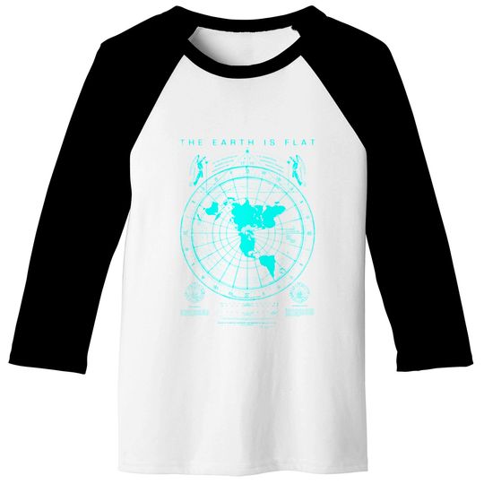 Flat Earth Map Zip Baseball Tees, Earth is Flat, Firmament, NASA Lies