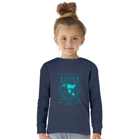 Flat Earth Map Zip  Kids Long Sleeve T-Shirts, Earth is Flat, Firmament, NASA Lies