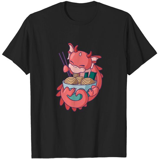 Kawaii Dragon T-Shirts Ramen Japanese Noodles