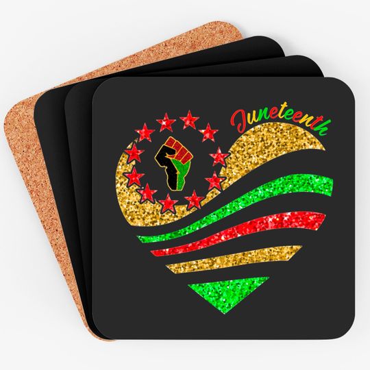 Juneteenth Betsy Ross Flag Heart Coasters