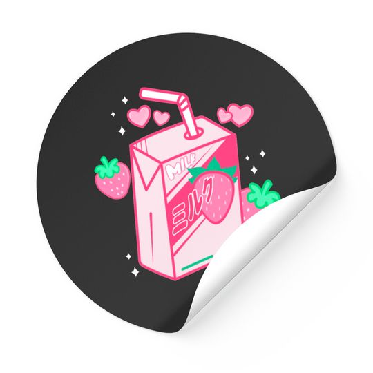 Discover Japanese Kawaii Strawberry Milk Shake Carton Stickers