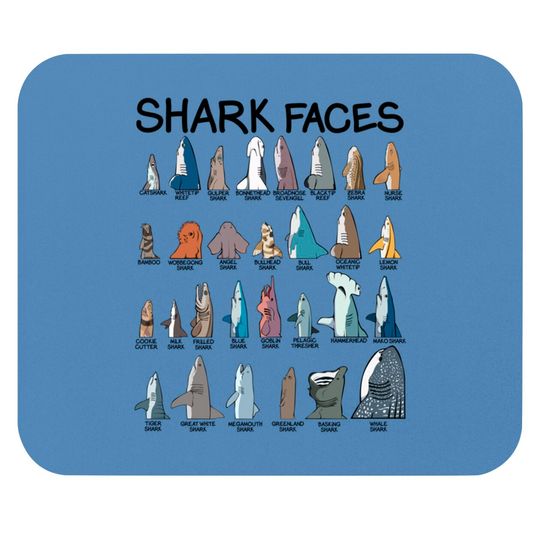 Discover Shark Faces Type Of Shark Predators Shark Week Ocean Mouse Pads
