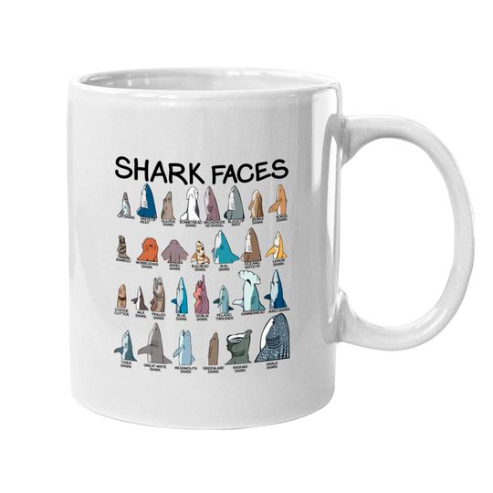 Shark Faces Type Of Shark Predators Shark Week Ocean Mugs