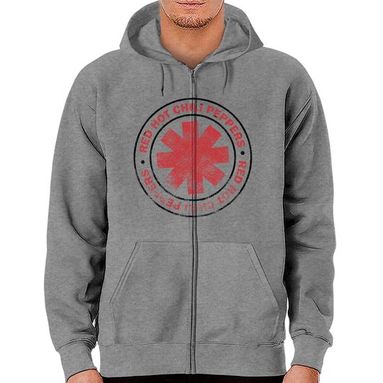 Red Hot Chili Peppers Distressed Outlined Asterisk Logo Zip Hoodies