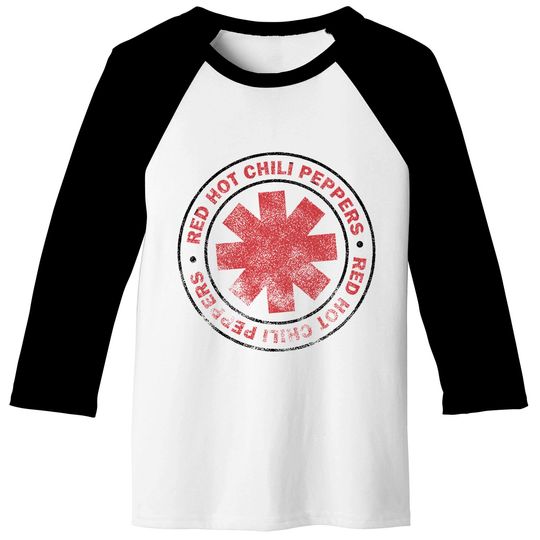 Red Hot Chili Peppers Distressed Outlined Asterisk Logo Baseball Tees