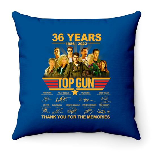 Top Gun Marverick Throw Pillow, Top Gun 36 Years 1986 2022 Throw Pillows