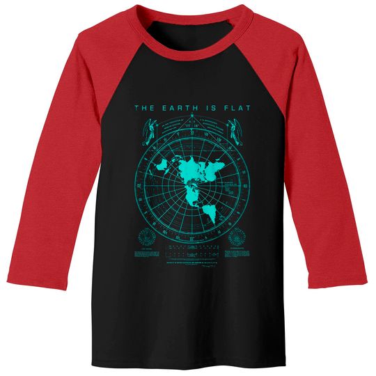Flat Earth Map Baseball Tees, Earth is Flat, Firmament, NASA Lies
