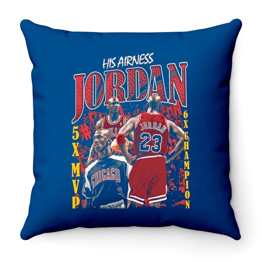 Vintage King Michael Jordan Graphic Throw Pillow Throw Pillows Vintage Throw Pillows