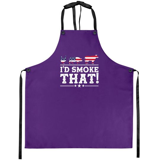 Discover I'd Smoke That BBQ Loverr American Flag Aprons
