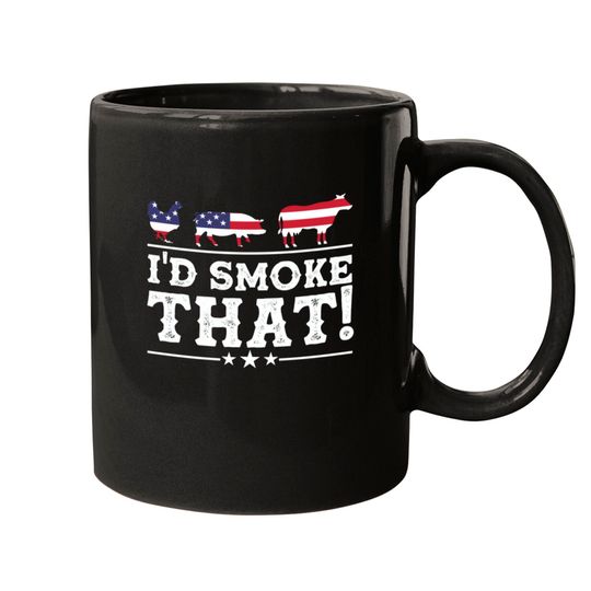 Discover I'd Smoke That BBQ Loverr American Flag Mugs