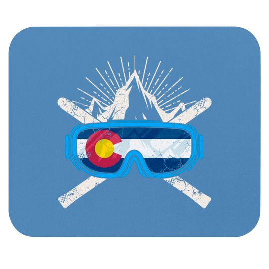 Discover Colorado Flag Ski Skiing - Colorado - Mouse Pads