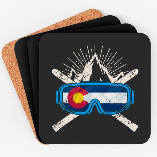 Discover Colorado Flag Ski Skiing - Colorado - Coasters