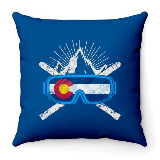 Colorado Flag Ski Skiing - Colorado - Throw Pillows