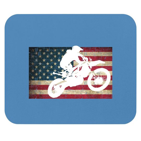 Dirt Bike Silhouette Distressed American Flag Motocross Pullover Mouse Pads