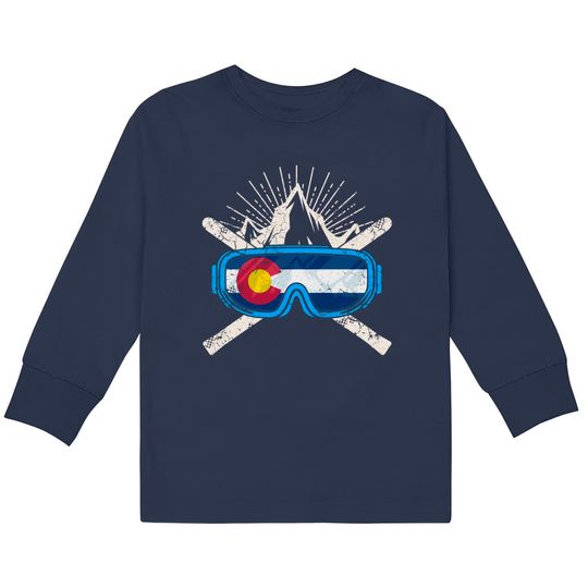 Colorado Flag Ski Skiing - Colorado -  Kids Long Sleeve T-Shirts