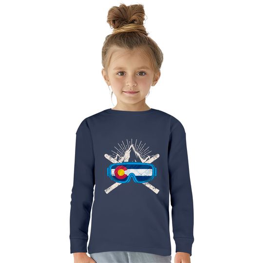 Colorado Flag Ski Skiing - Colorado -  Kids Long Sleeve T-Shirts