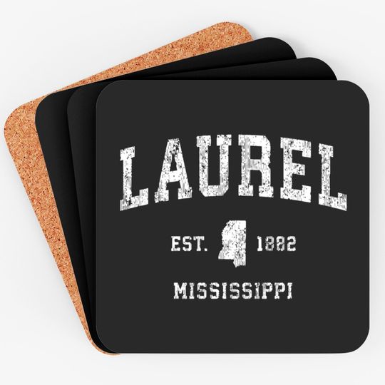 Laurel Mississippi Ms Vintage Athletic Sports Desi Coasters