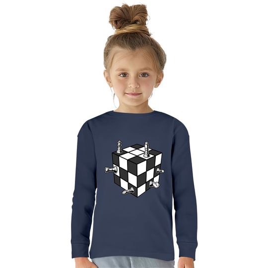 Chess Rubix Cube  Kids Long Sleeve T-Shirts