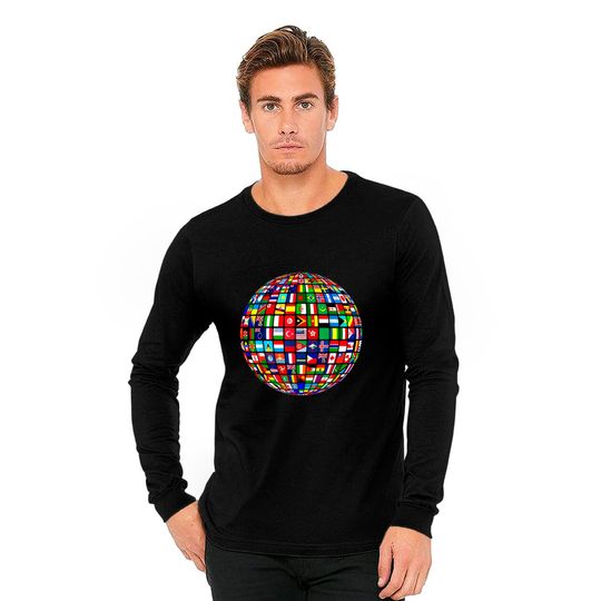 Travel Symbol Long Sleeves World Map of Flags