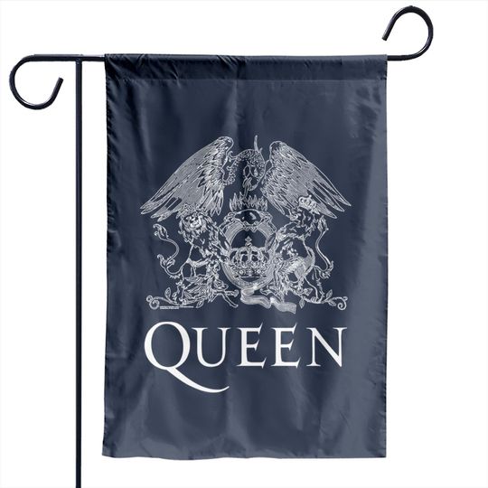 Queen Men's White Logo On Black Garden Flags