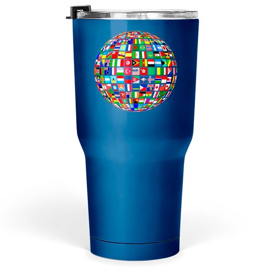 Discover Travel Symbol Tumblers 30 oz World Map of Flags