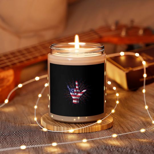 I Love You Hand Sign Gesture USA American Flag Cute - Usa America Flag - Scented Candles