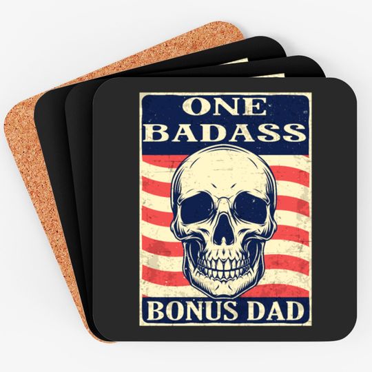 Discover One-Badass-Bonus-Step-Dad-Birthday-Gift Coasters
