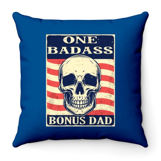 Discover One-Badass-Bonus-Step-Dad-Birthday-Gift Throw Pillows