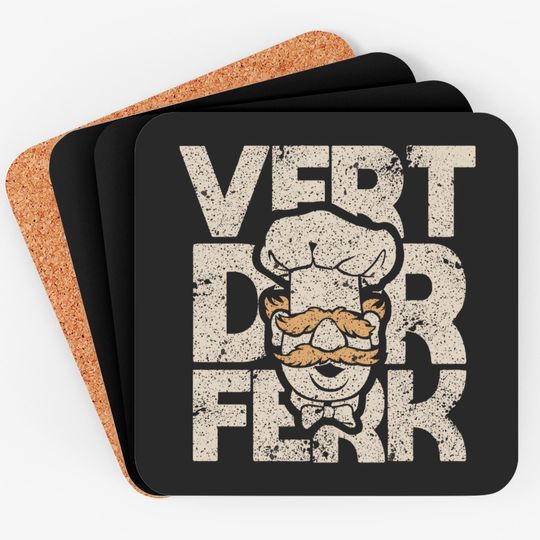 vert der ferk swedish cheff meme vintage distressed cream - Vert Der Ferk Chef - Coasters