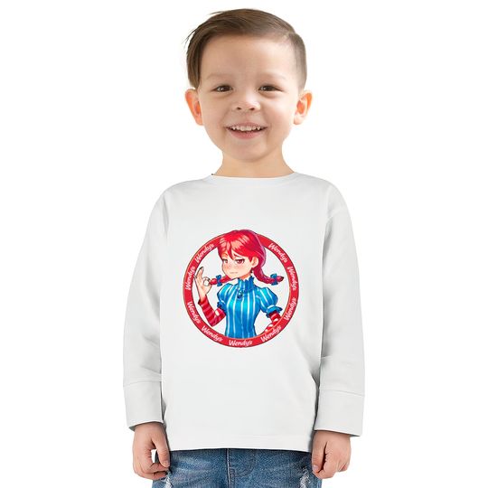 Smug Wendy's (Full size) - Wendys -  Kids Long Sleeve T-Shirts
