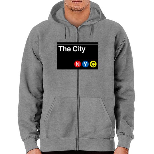 The City Subway Sign - New York City - Zip Hoodies