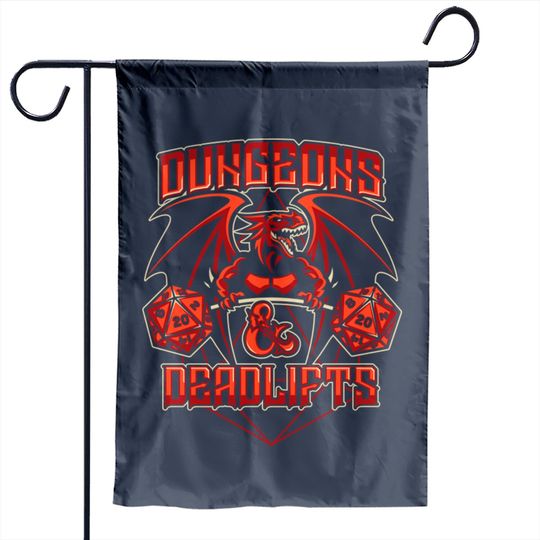 Dungeons and Deadlifts - Dungeons And Dragons - Garden Flags