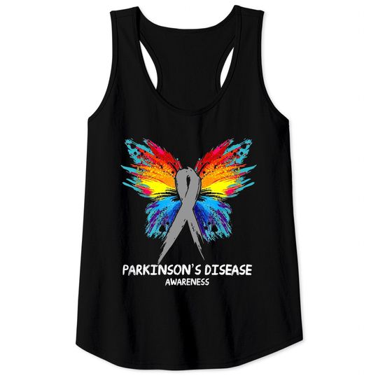 PARKINSON'S DISEASE Awareness butterfly Ribbon - Parkinsons Disease - Tank Tops