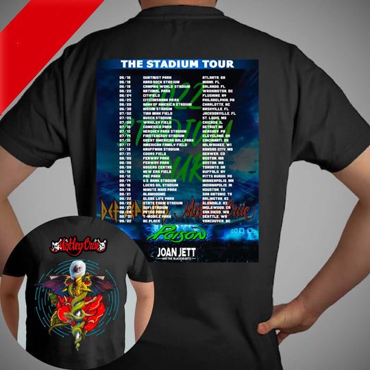 The Stadium Tour 2022 Def Leppard Motley Crue Poison Joan Jett & the Blackhearts T Shirt