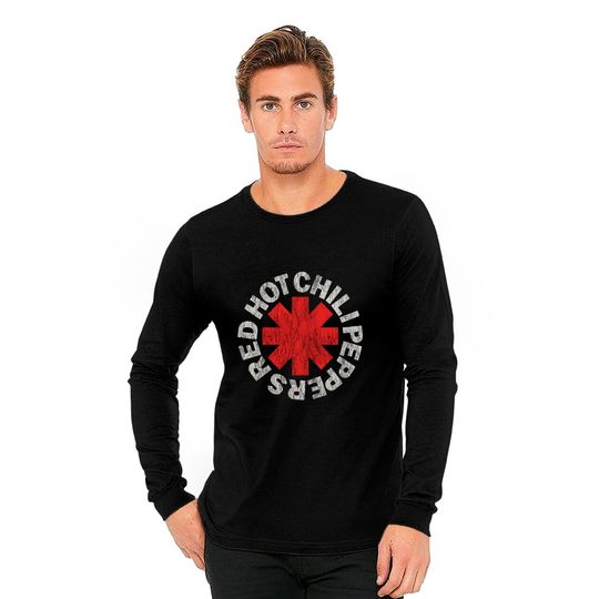 Red Hot Chili Peppers Distressed Logo Rock Tee Long Sleeves