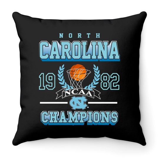Vintage UNC Collegiate 82 Champions Throw Pillows, University Of Basketball