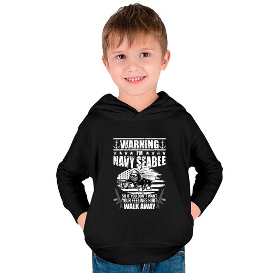Navy Seabee - US Navy Vintage Seabees - Navy - Kids Pullover Hoodies