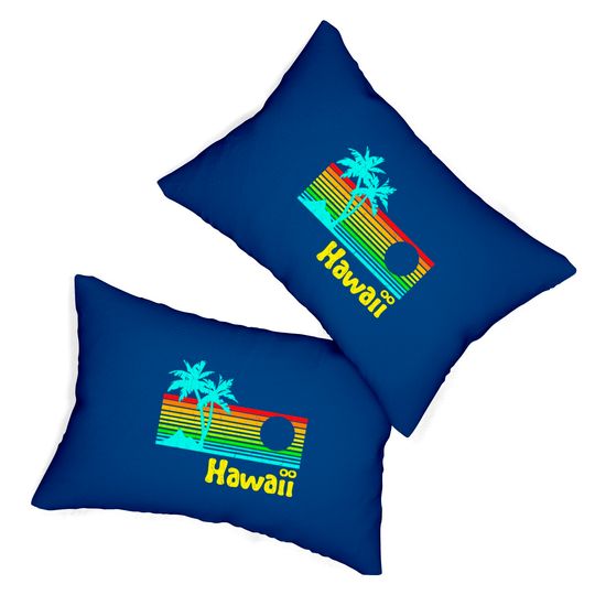 '80s Retro Vintage Hawaii (distressed look) - Hawaii - Lumbar Pillows