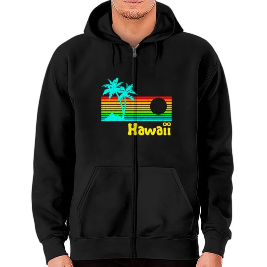 '80s Retro Vintage Hawaii (distressed look) - Hawaii - Zip Hoodies
