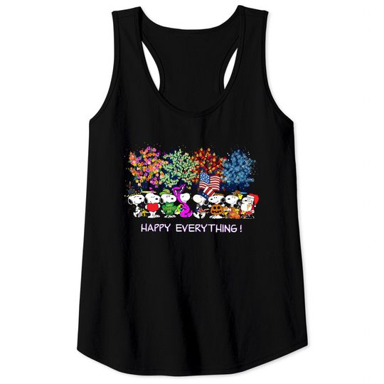 Happy Everything Snoopy Charlie Tank Tops