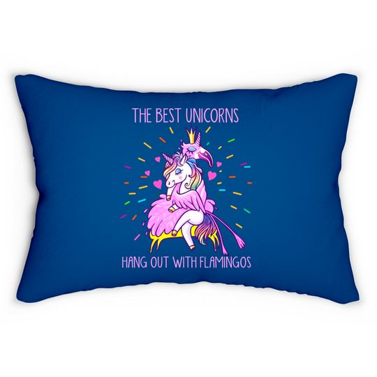 Discover The Best Unicorns Hang Out With Flamingos - Flamingo - Lumbar Pillows