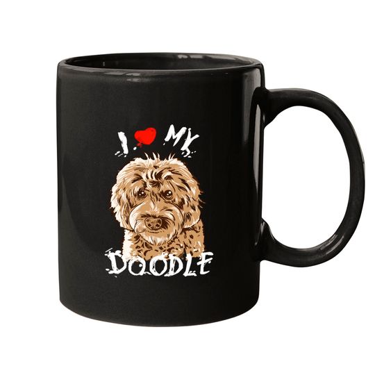 Cute I Love My Goldendoodle Gift Golden Doodle Print - Goldendoodle - Mugs